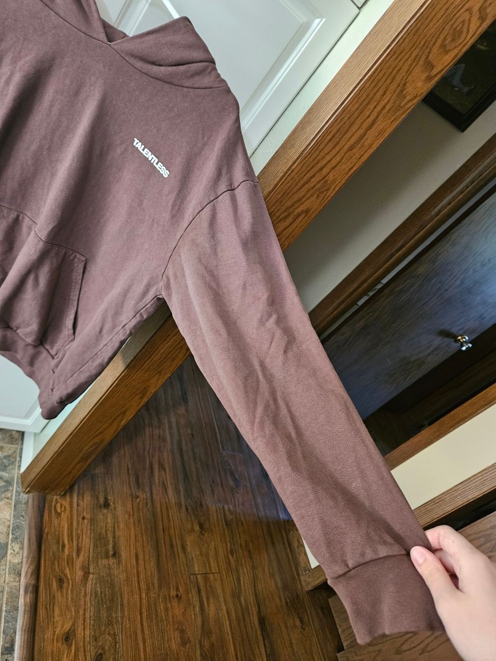 TALENTLESS Lightweight Coco Brown Unisex Hoodie Sweatshirt Streetwear Neutral - Picture 5 of 8